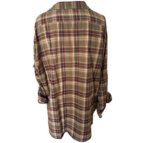Timberland - Men’s Vintage Brown Flannel Button Down Shirt - XXL - Picture 3 of 8